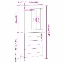 vidaXL Highboard Sideboard Cupboard Storage Cabinet White Engineered Wood
