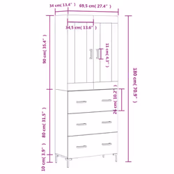vidaXL Highboard Sideboard Cupboard Side Cabinet Grey Sonoma Engineered Wood