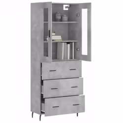 vidaXL Highboard Sideboard Tall Storage Cabinet Side Cabinet Engineered Wood - concrete grey, 3 drawers