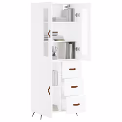 vidaXL Highboard Sideboard Cupboard Storage Cabinet White Engineered Wood - Additional view 2
