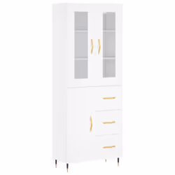 vidaXL Highboard Sideboard Tall Storage Cabinet Side Cabinet Engineered Wood - white, 1 door 3 drawers