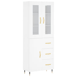 vidaXL Highboard Sideboard Tall Storage Cabinet Side Cabinet Engineered Wood - white, 1 door 3 drawers