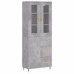 vidaXL Highboard Sideboard Tall Storage Cabinet Side Cabinet Engineered Wood - concrete grey, 1 door 3 drawers