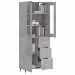 vidaXL Highboard Sideboard Tall Storage Cabinet Side Cabinet Engineered Wood - concrete grey, 1 door 3 drawers