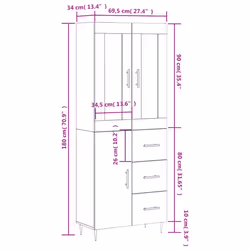 vidaXL Highboard Sideboard Cupboard Side Cabinet Grey Sonoma Engineered Wood