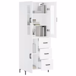 vidaXL Highboard Sideboard Cupboard Storage Cabinet White Engineered Wood