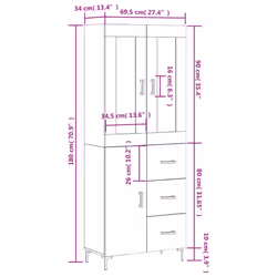 vidaXL Highboard Sideboard Cupboard Storage Cabinet White Engineered Wood
