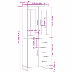 vidaXL Highboard Sideboard Cupboard Side Cabinet Grey Sonoma Engineered Wood