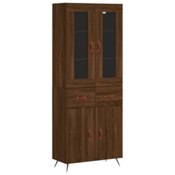 vidaXL Highboard Sideboard Tall Storage Cabinet Side Cabinet Engineered Wood - brown oak, 2 doors 2 drawers