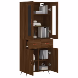 vidaXL Highboard Sideboard Tall Storage Cabinet Side Cabinet Engineered Wood - brown oak, 2 doors 2 drawers