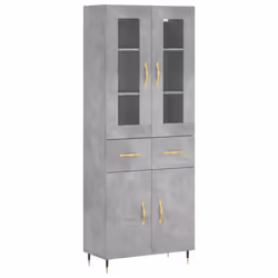 vidaXL Highboard Sideboard Tall Storage Cabinet Side Cabinet Engineered Wood - concrete grey, 2 doors 2 drawers