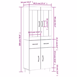 vidaXL Highboard Sideboard Tall Storage Cabinet Side Cabinet Engineered Wood - concrete grey, 2 doors 2 drawers