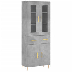 vidaXL Highboard Sideboard Tall Storage Cabinet Side Cabinet Engineered Wood - concrete grey, 2 doors 2 drawers