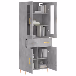 vidaXL Highboard Sideboard Tall Storage Cabinet Side Cabinet Engineered Wood - concrete grey, 2 doors 2 drawers