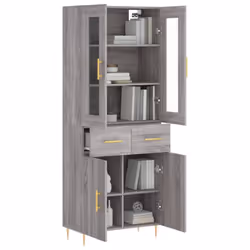 vidaXL Highboard Sideboard Tall Storage Cabinet Side Cabinet Engineered Wood - grey sonoma, 2 doors 2 drawers