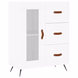 vidaXL Highboard Sideboard Tall Storage Cabinet Side Cabinet Engineered Wood - white, 1 glass door 3 drawers - Additional view 6