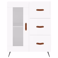 vidaXL Highboard Sideboard Tall Storage Cabinet Side Cabinet Engineered Wood - white, 1 glass door 3 drawers - Additional view 7