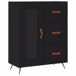vidaXL Highboard Sideboard Tall Storage Cabinet Side Cabinet Engineered Wood - black, 1 glass door 3 drawers - Additional view 6