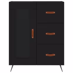 vidaXL Highboard Sideboard Tall Storage Cabinet Side Cabinet Engineered Wood - black, 1 glass door 3 drawers - Additional view 7