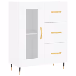 vidaXL Highboard Sideboard Tall Storage Cabinet Side Cabinet Engineered Wood - white, 1 glass door 3 drawers - Additional view 6