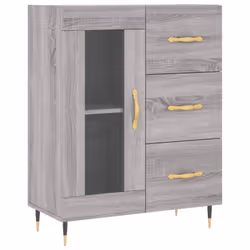 vidaXL Highboard Sideboard Tall Storage Cabinet Side Cabinet Engineered Wood - grey sonoma, 1 glass door 3 drawers - Additional view 6