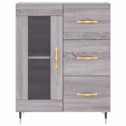 vidaXL Highboard Sideboard Tall Storage Cabinet Side Cabinet Engineered Wood - grey sonoma, 1 glass door 3 drawers - Additional view 7