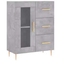 vidaXL Highboard Sideboard Tall Storage Cabinet Side Cabinet Engineered Wood - concrete grey, 1 glass door 3 drawers - Additional view 6