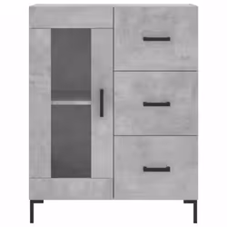 vidaXL Highboard Sideboard Tall Storage Cabinet Side Cabinet Engineered Wood - concrete grey, 1 glass door 3 drawers - Additional view 7