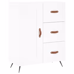vidaXL Highboard Sideboard Tall Storage Cabinet Side Cabinet Engineered Wood - white, 1 wood door 3 drawers - Additional view 6