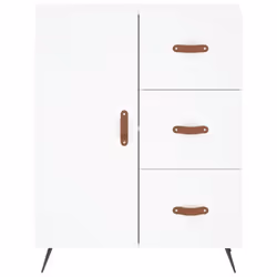 vidaXL Highboard Sideboard Tall Storage Cabinet Side Cabinet Engineered Wood - white, 1 wood door 3 drawers - Additional view 7