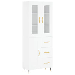 vidaXL Highboard Sideboard Tall Storage Cabinet Side Cabinet Engineered Wood - white, 1 wood door 3 drawers