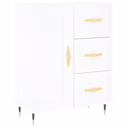 vidaXL Highboard Sideboard Tall Storage Cabinet Side Cabinet Engineered Wood - white, 1 wood door 3 drawers - Additional view 6