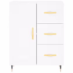 vidaXL Highboard Sideboard Tall Storage Cabinet Side Cabinet Engineered Wood - white, 1 wood door 3 drawers - Additional view 7