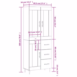 vidaXL Highboard Sideboard Cupboard Side Cabinet Concrete Grey Engineered Wood