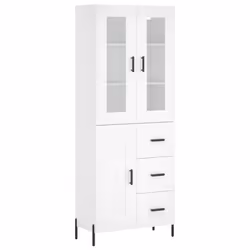 vidaXL Highboard Sideboard Cupboard Storage Cabinet White Engineered Wood