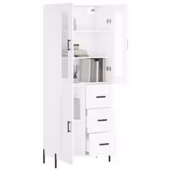 vidaXL Highboard Sideboard Cupboard Storage Cabinet White Engineered Wood