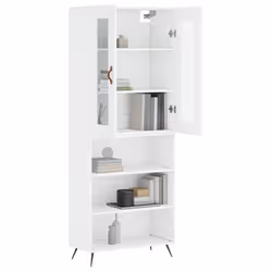 vidaXL Highboard Sideboard Tall Storage Cabinet Side Cabinet Engineered Wood - white, 3 shelves