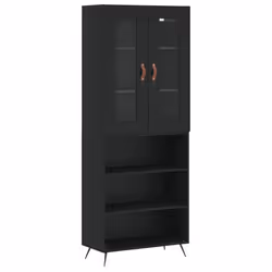vidaXL Highboard Sideboard Tall Storage Cabinet Side Cabinet Engineered Wood - black, 3 shelves