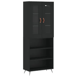 vidaXL Highboard Sideboard Tall Storage Cabinet Side Cabinet Engineered Wood - black, 3 shelves