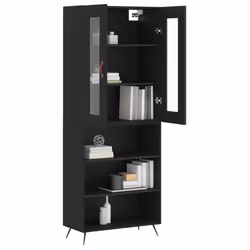 vidaXL Highboard Sideboard Tall Storage Cabinet Side Cabinet Engineered Wood - black, 3 shelves
