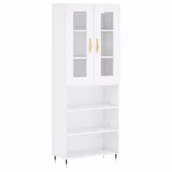 vidaXL Highboard Sideboard Tall Storage Cabinet Side Cabinet Engineered Wood - white, 3 shelves