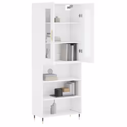 vidaXL Highboard Sideboard Tall Storage Cabinet Side Cabinet Engineered Wood - white, 3 shelves