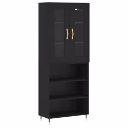 vidaXL Highboard Sideboard Tall Storage Cabinet Side Cabinet Engineered Wood - black, 3 shelves