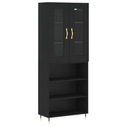 vidaXL Highboard Sideboard Tall Storage Cabinet Side Cabinet Engineered Wood - black, 3 shelves