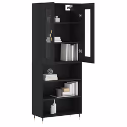 vidaXL Highboard Sideboard Tall Storage Cabinet Side Cabinet Engineered Wood - black, 3 shelves