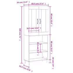 vidaXL Highboard Sideboard Tall Storage Cabinet Side Cabinet Engineered Wood - black, 3 shelves