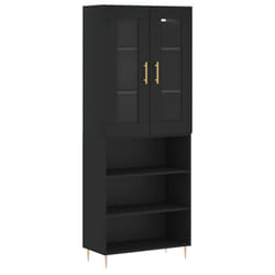 vidaXL Highboard Sideboard Tall Storage Cabinet Side Cabinet Engineered Wood - black, 3 shelves