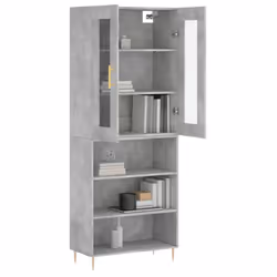 vidaXL Highboard Sideboard Tall Storage Cabinet Side Cabinet Engineered Wood - concrete grey, 3 shelves - Additional view 2