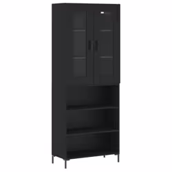 vidaXL Highboard Sideboard Tall Storage Cabinet Side Cabinet Engineered Wood - black, 3 shelves