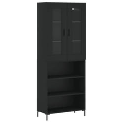 vidaXL Highboard Sideboard Tall Storage Cabinet Side Cabinet Engineered Wood - black, 3 shelves